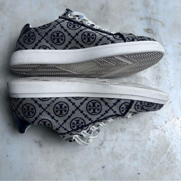 Tory Burch Blue and Cream Patterned Sneakers - Picture 7 of 14